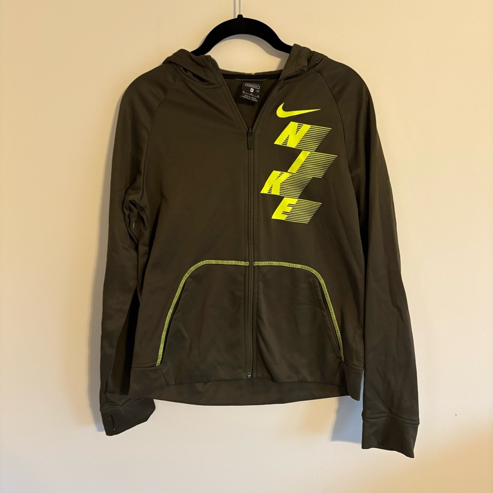 Nike Fleece Lined Dri-Fit Full Zip Green Hoodie Jacket Boys XL